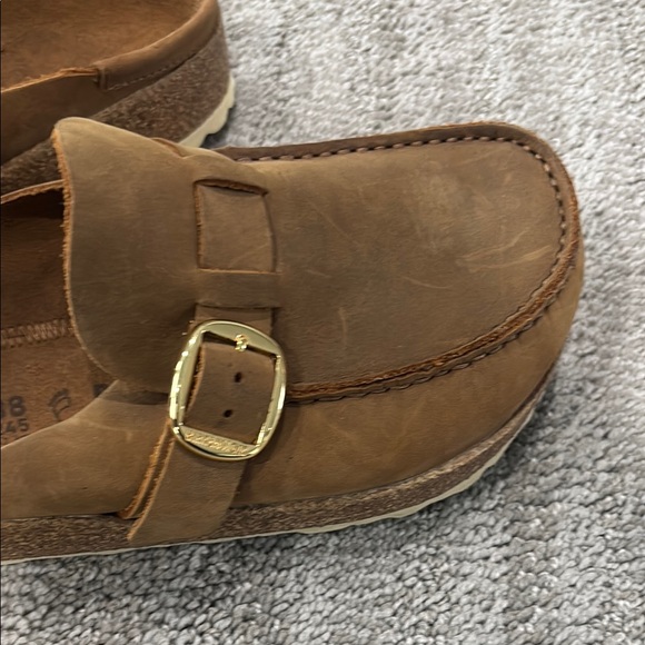 Birkenstock Cognac Buckley Oiled Leather Women's Moccasin Style Clogs - Picture 8 of 11